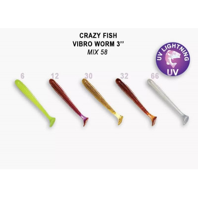 Силиконовая приманка Crazy Fish Vibro Worm 3" 11-75-M58-6