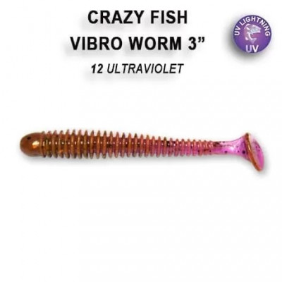 Силиконовая приманка Crazy Fish Vibro Worm 3" 11-75-12-6